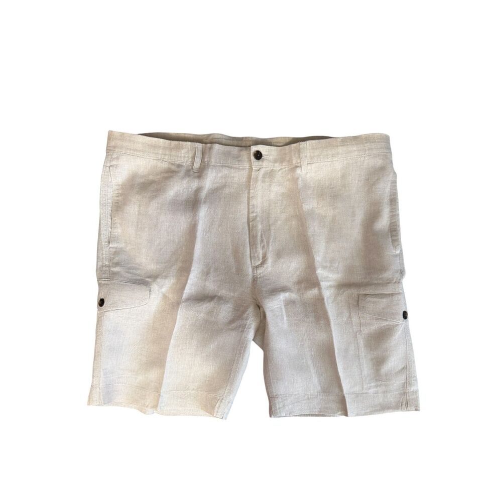 Caribbean Ivory Linen Cargo Shorts - Size 42 - Picture 3 of 8